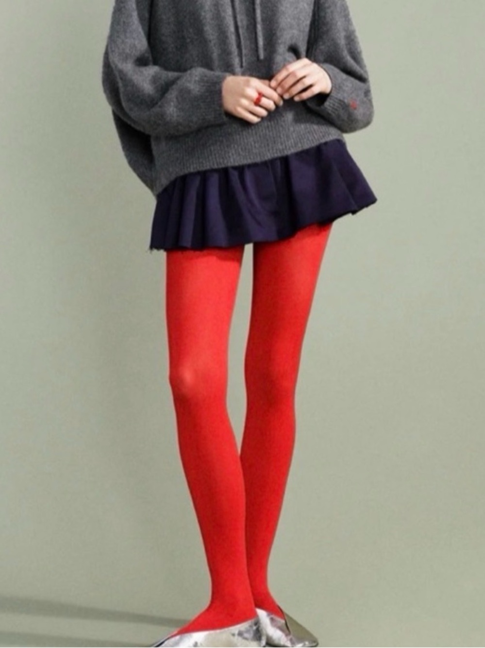 Opaque red tights size small to Medium unworn